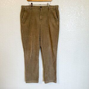 LL Bean Comfort Waist Corduroy Pants Men's 38x34 Beige Flat Front Stretch 502864